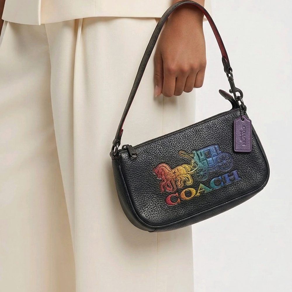 Coach Black Shoulder Bag with Rainbow Logo
